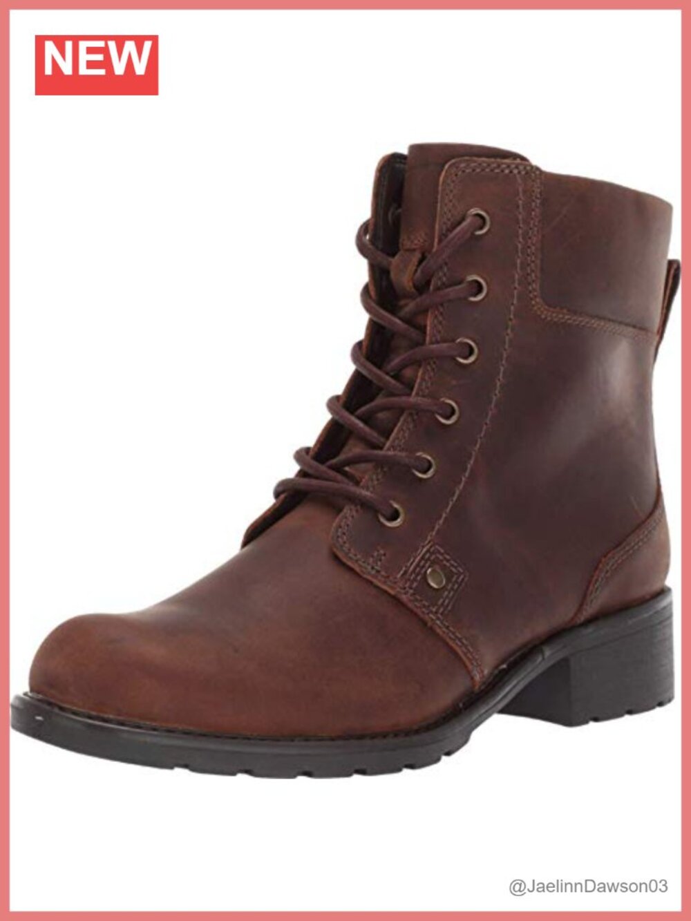 Clarks Womens Leather Lace-Up Ankle Boots Zip Closure 1.4 Heel